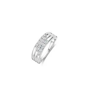 Ti Sento Silver Cubic Zirconia 3 Row Ring