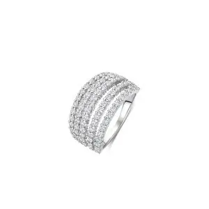 Ti Sento Silver 5 Row Cubic Zirconia Ring