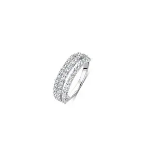 Ti Sento Silver 3 Row Cubic Zirconia Ring