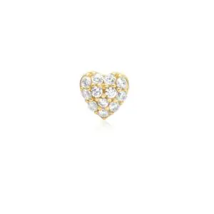 Ania Haie Gold Pavé Heart Barbell Single Earring