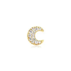 Ania Haie Gold Pavé Crescent Moon Barbell Earring