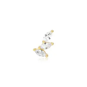 Ania Haie Gold Triple Marquise Barbell Single Earring