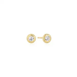 Ania Haie Gold Textured Bezel-Set Stud Earrings