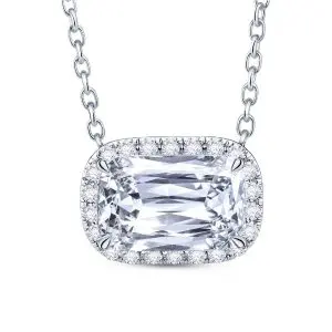 18K White Gold Lab Grown Diamond Cushion Cut Cluster Pendant 1.10ct