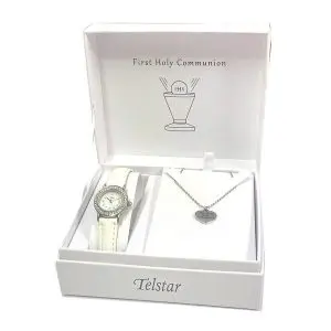 Telstar Communion Watch & Heart Necklace Gift Set
