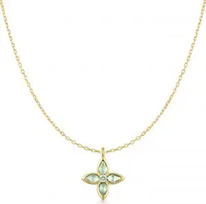 Ania Haie Gold Mint Green Lucky Clover Necklace