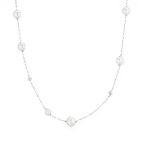 Ania Haie Silver Asymmetric Shell Pearl Station Necklace