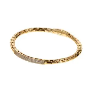 Bronzallure Gold Box Polished CZ Bangle