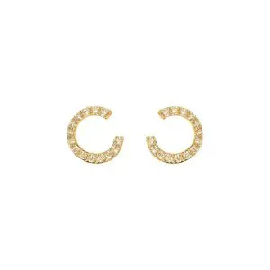 Bronzallure Golden Half-Circle CZ Stud Earrings