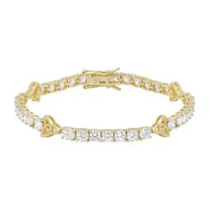 Gold Plated Cubic Zirconia Trinty Knot Tennis Bracelet