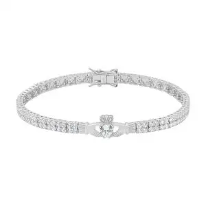 Silver Cladddagh Cubic Zirconia Tennis Bracelet