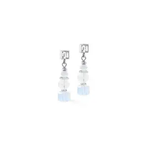 Coeur de Lion Silver-White Cube Nexus Earrings