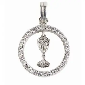 First Communion Cubic Zirconia Chalice Pendant
