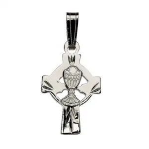 First Communion Chalice Celtic Cross Pendant