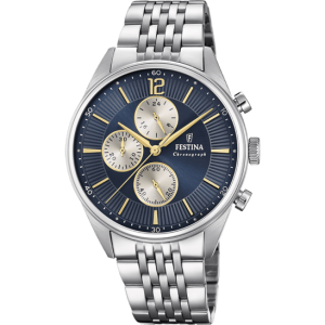 Festina Gents Stainless Steel Chronograph Navy Dial Watch