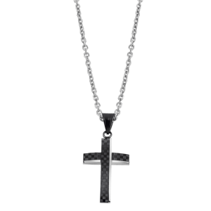 Lotus Gents Stainless Steel Chain With Black Cross