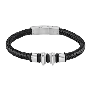 Lotus Gents Black And Stainless Steel Braided Bracelet