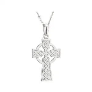White Gold Celtic Cross Necklace