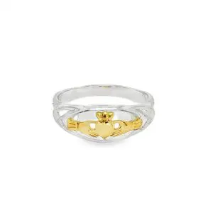 Celtic Weave Two Tone Claddagh Ring