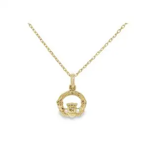 9k Mini Weave Claddagh Pendant