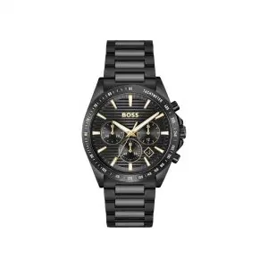 BOSS Strike Black Plated Tonal H-Link Watch