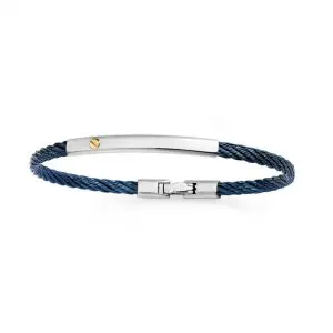 SALVATORE BERSANI B-Joy Blue Steel & Gold Accent Bracelet