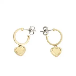 Tommy Hilfiger Gold-Plated Heart Charm Hoop Earrings