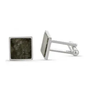 Silver Plated Connemara Marble Square Cuff Links