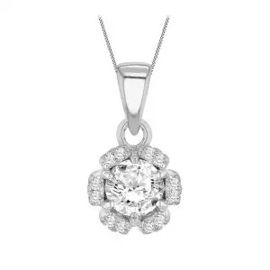 Sterling Silver Rhodium Plated Flower Petal Pendant