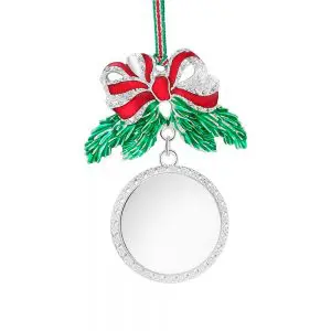 Newbridge Bow with Pine Leaves Engravable Christmas Tree Decoration
