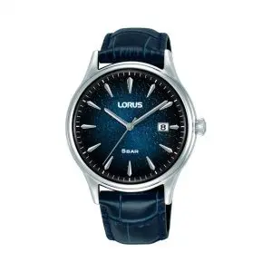 Lorus Quartz Gents Navy Leather Strap Watch