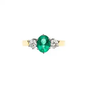 NEW2559124Emerald and Diamond 3 stone 18k gold-486-NEW-714