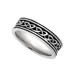 Mens Oxidised Silver Celtic Knot Ring