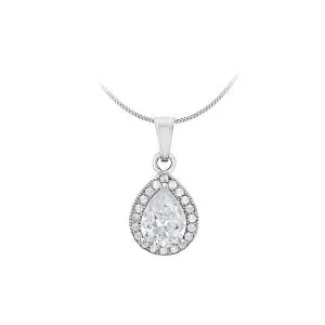 Sterling Silver CZ Tear Drop Pendant