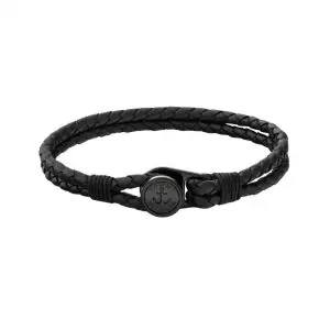 Tommy Hilfiger Nautical Black Leather Bracelet
