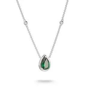 Thomas Sabo Silver Elyndra Necklace With Greeen Teardrop Stone