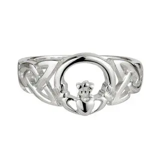 Sterling Silver Ladies Celtic & Claddagh Ring