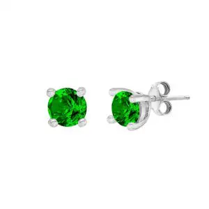 Sterling Silver Emerald Stone Studs