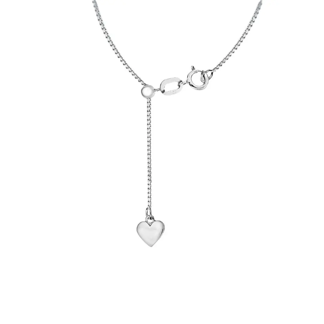 Sterling Silver Heart Slider Adjustable Curb Chain