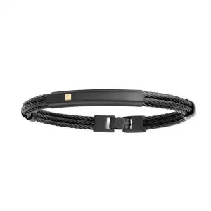 Salvatore Bersani Multicable Black Bracelet with Gold