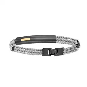 Salvatore Bersani Multicable Silver Two Cable Bracelet with Gold