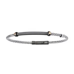 Salvatore Bersani Single Steel Cable Bracelet with Rose Gold