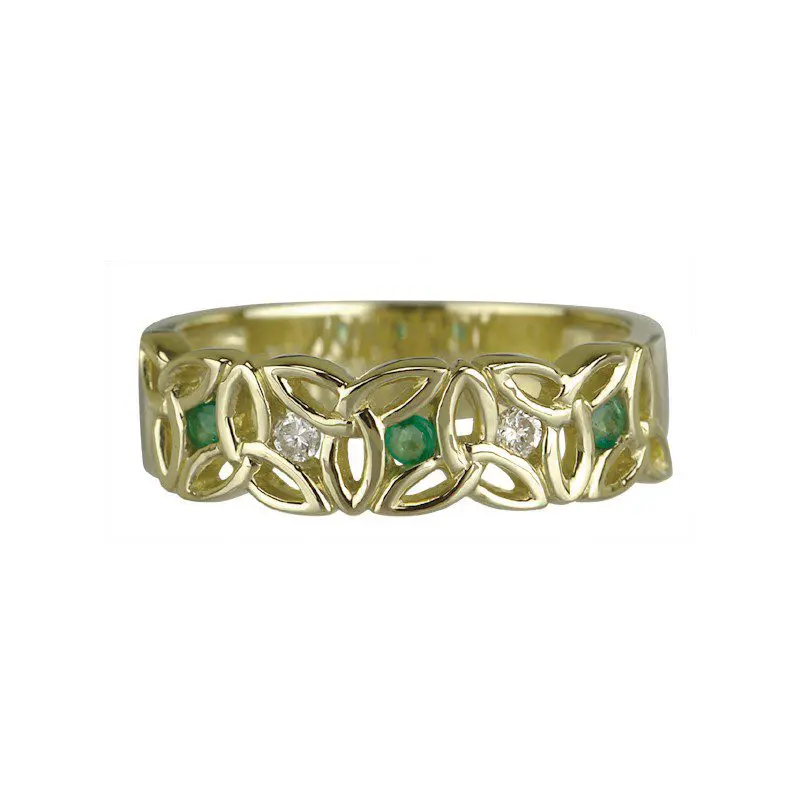 14K Gold Diamond & Emerald Trinity Knot Ring - Image 3