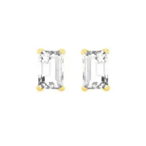 9K Gold Cubic Zirconia Radiant Stud Earrings