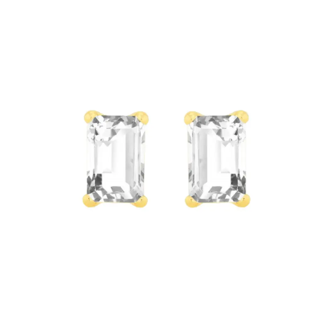 9K Gold Cubic Zirconia Radiant Stud Earrings