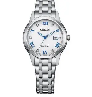 Citizen Silhouette Crystal White Dial Blue Marker Bracelet Watch