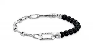 Thomas Sabo Bracelet with black onyx beads and chain links silver