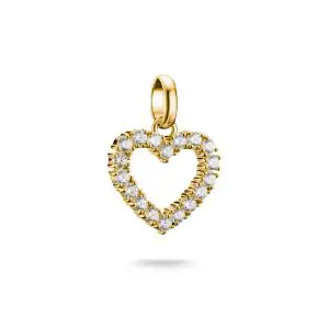THOMAS SABO Gold Plated Heart With White Stones Charm Pendant