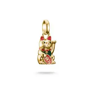 THOMAS SABO Gold Plated Colourful Waving Cat Charm Pendant