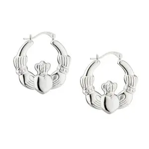 Sterling Silver Claddagh Small Hoop Earrings